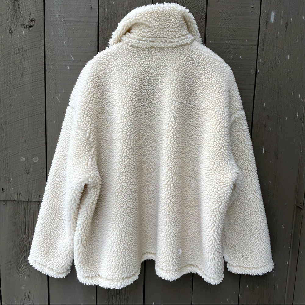 Nike Sportswear Swoosh Oversize Sherpa Jacket Women XL Rattan Sail DV7073206 NWT - Picture 3 of 13